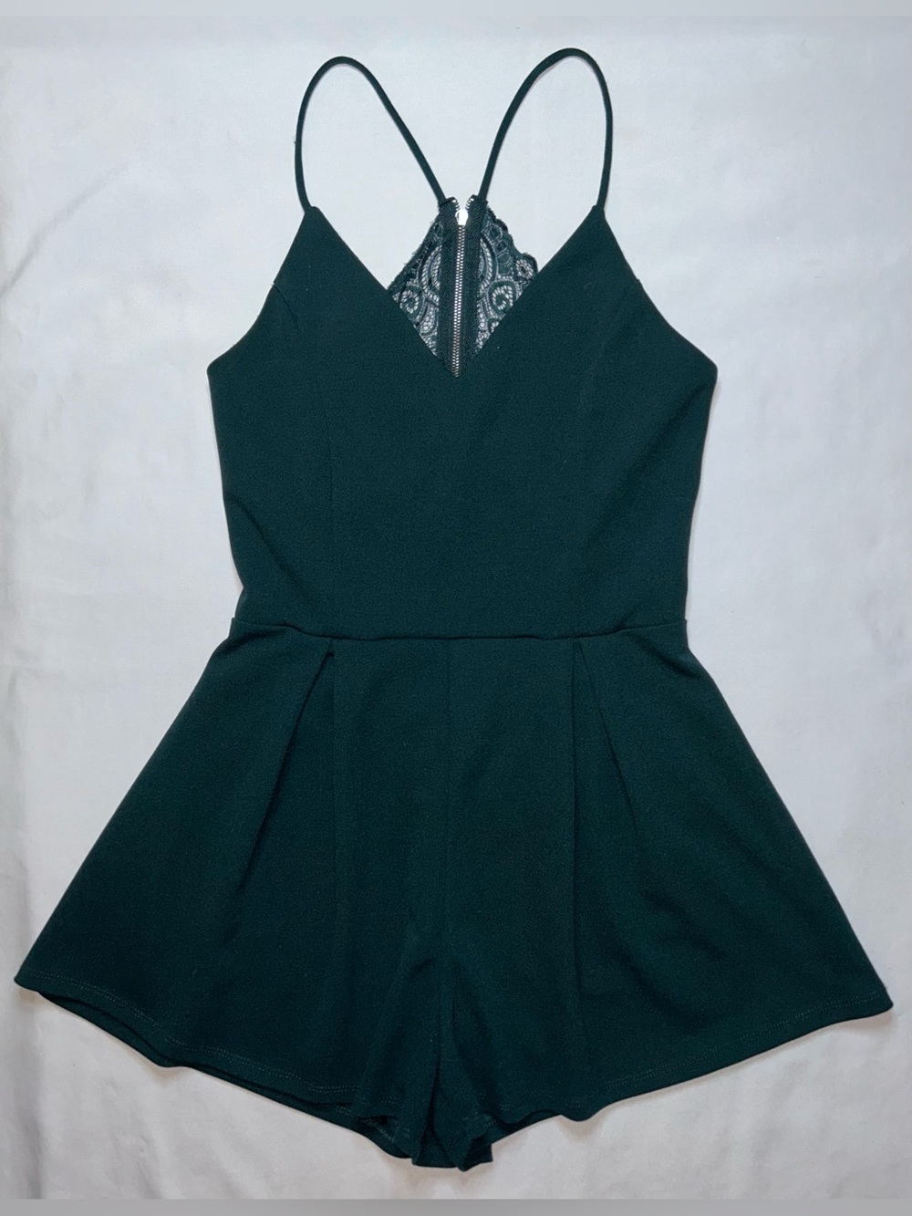 Mind Code Green Lace Open Back Romper Size Medium